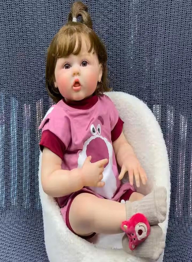 TOYDXXA Reborn Baby Dolls Girl, 22 inch Lifelike Realistic Reborn Doll, Silicone Vinyl Reborn Baby Girl Doll with Long Hair,Ideal Gift for Special Occasions (Multi-Colour) - Image 5